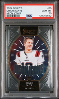 Graded 2024 Panini Select Drake Maye #15 Neon Icons Rookie RC Football Card PSA 10 Gem Mint