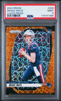 Graded 2024 Panini Prizm Drake Maye #329 Lazer Prizm Rookie RC Football Card PSA 9 Mint
