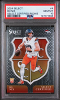 Graded 2024 Panini Select Bo Nix #4 Select Certified Rookie RC Football Card PSA 10 Gem Mint