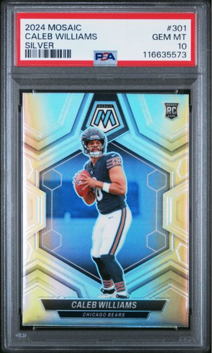 Graded 2024 Panini Mosaic Caleb Williams #301 Silver Rookie RC Football Card PSA 10 Gem Mint