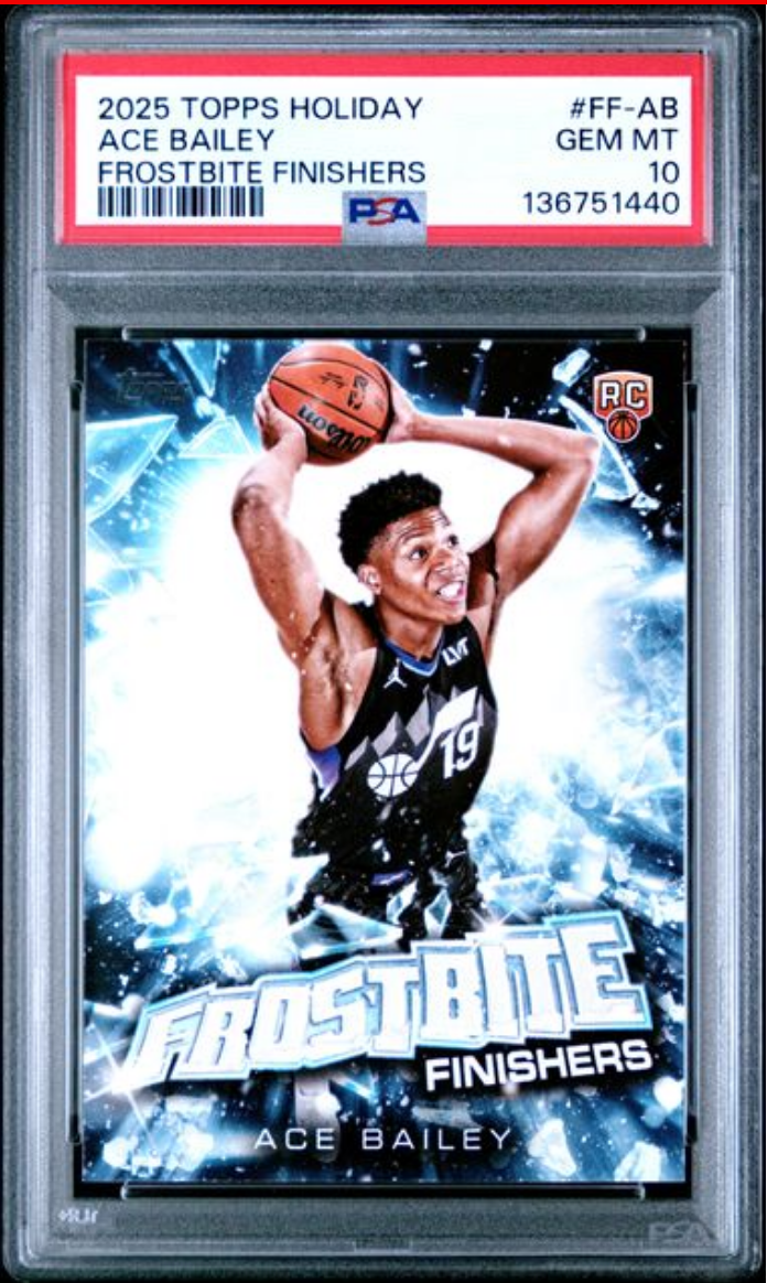 Graded 2025 Topps Holiday Ace Bailey #FFAB Frostbite Finishers Rookie RC Basketball Card PSA 10 Gem Mint