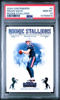 Graded 2024 Panini Contenders Drake Maye #4 Rookie Stallions Rookie RC Football Card PSA 10 Gem Mint