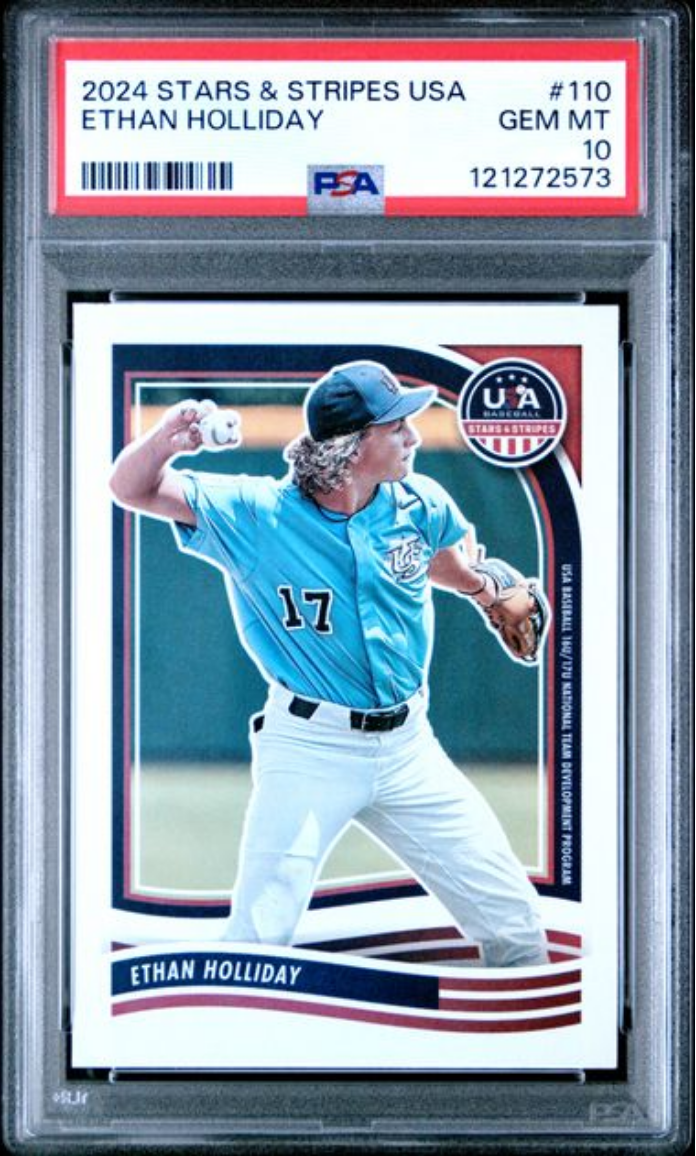 Graded 2024 Panini Stars & Stripes USA Ethan Holliday #110 Rookie RC Baseball Card PSA 10 Gem Mint