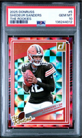 Graded 2025 Panini Donruss Shedeur Sanders #5 The Rookies Rookie RC Football Card PSA 10 Gem Mint