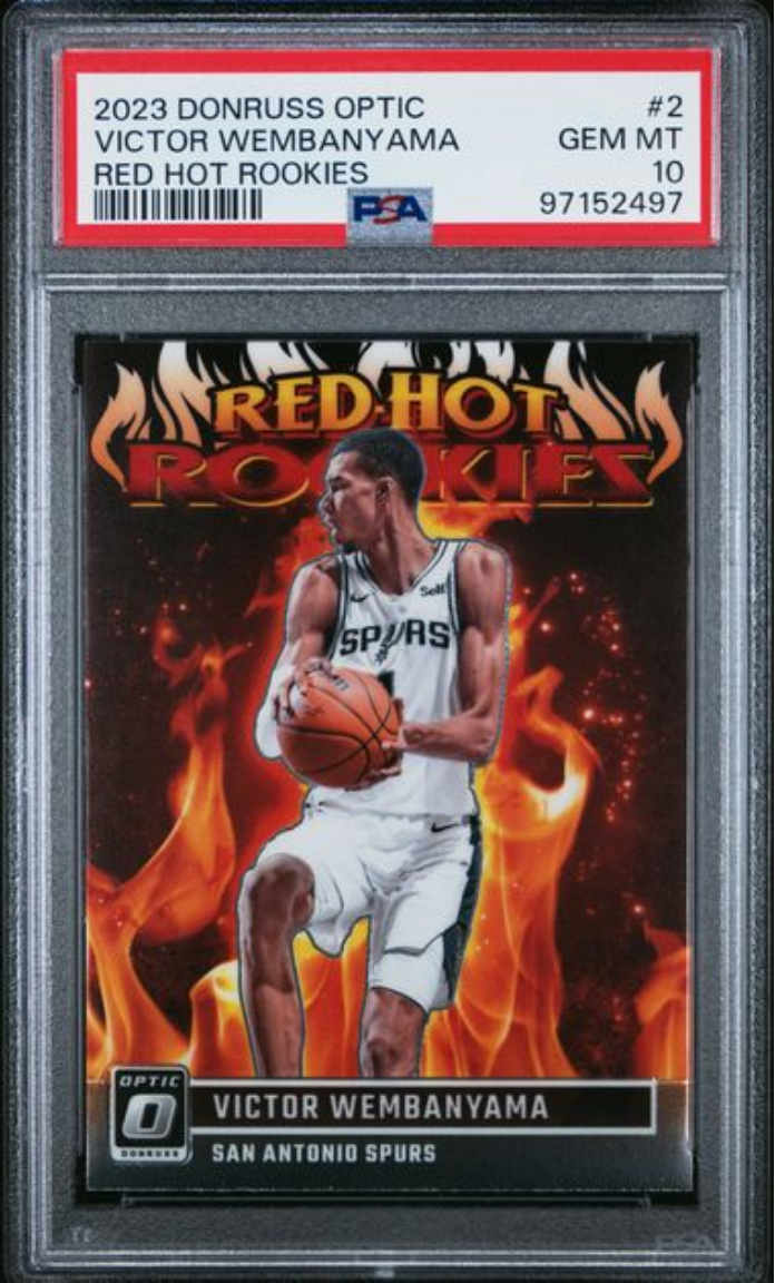 Graded 2023 Panini Donruss Optic Victor Wembanyama #2 Red Hot Rookies Rookie RC Basketball Card PSA 10 Gem Mint