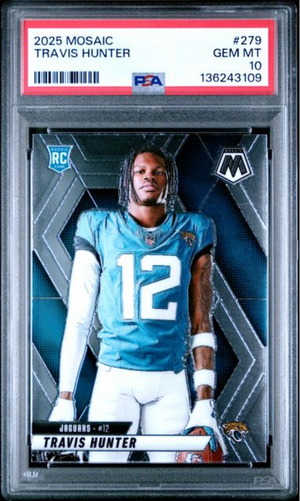 Graded 2025 Panini Mosaic Travis Hunter #279 Rookie RC Football Card PSA 10 Gem Mint