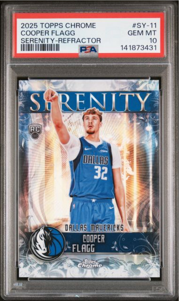 Graded 2025 Topps Chrome Cooper Flagg #SY11 Serenity Refractor Rookie RC Basketball Card PSA 10 Gem Mint