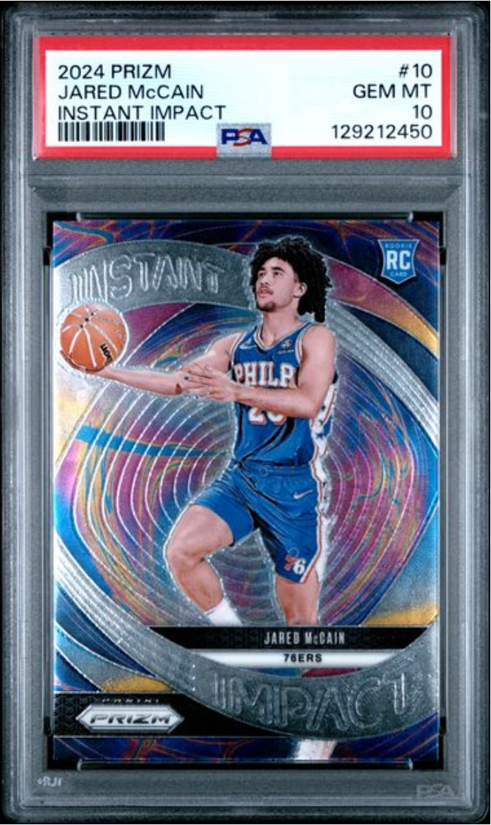 Graded 2024 Panini Prizm Jared McCain #10 Instant Impact Rookie RC Basketball Card PSA 10 Gem Mint