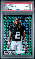 Graded 2025 Panini Mosaic Ashton Jeanty #287 Green Rookie RC Football Card PSA 10 Gem Mint