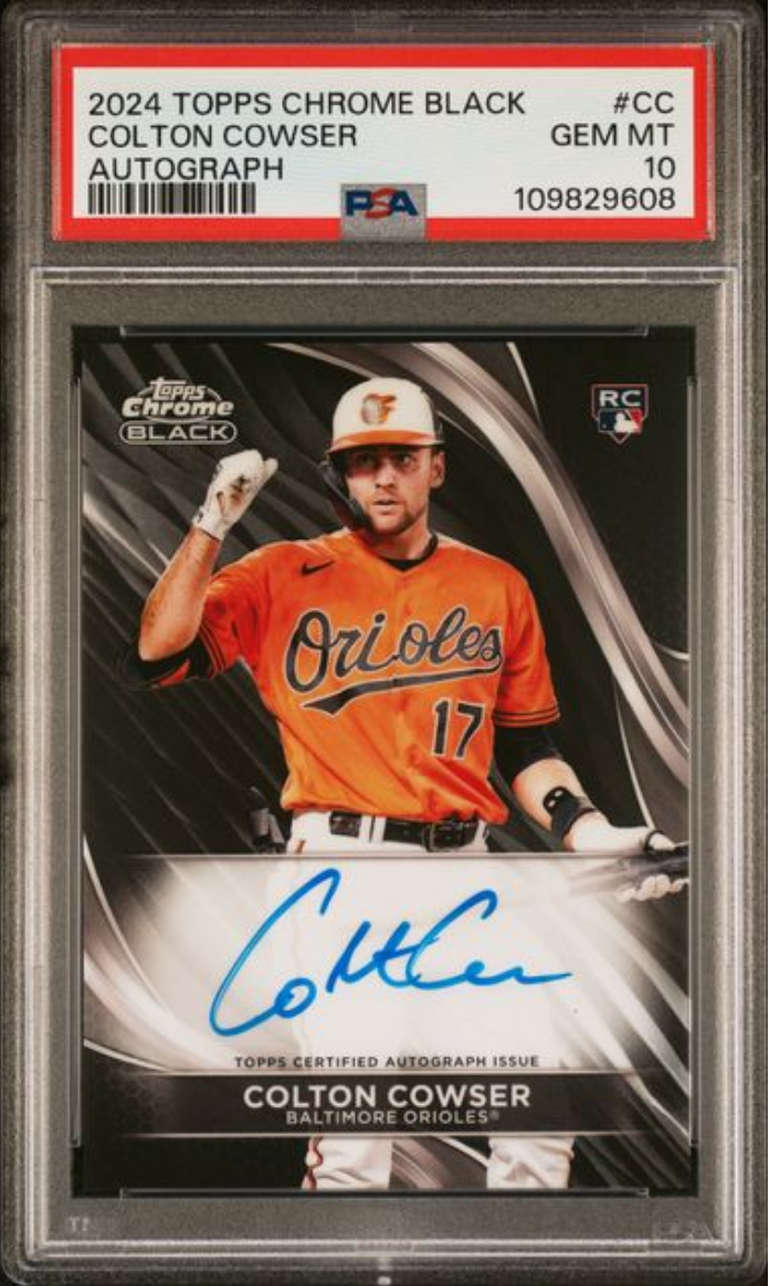 Graded 2024 Topps Chrome Black Colton Cowser #CC Autograph Rookie RC Baseball Card PSA 10 Gem Mint