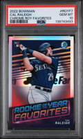 Graded 2022 Topps Bowman Cal Raleigh #ROYF7 Chrome ROY Favorites Rookie RC Baseball Card PSA 10 Gem Mint