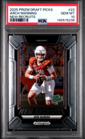 Graded 2025 Panini Prizm Draft Picks Arch Manning #22 New Recruits Rookie RC Football Card PSA 10 Gem Mint