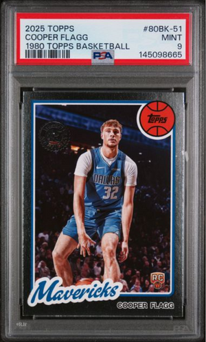 Graded 2025 Topps Cooper Flagg #80BK-51 1980 Topps Basketball Rookie RC Basketball Card PSA 9 Mint