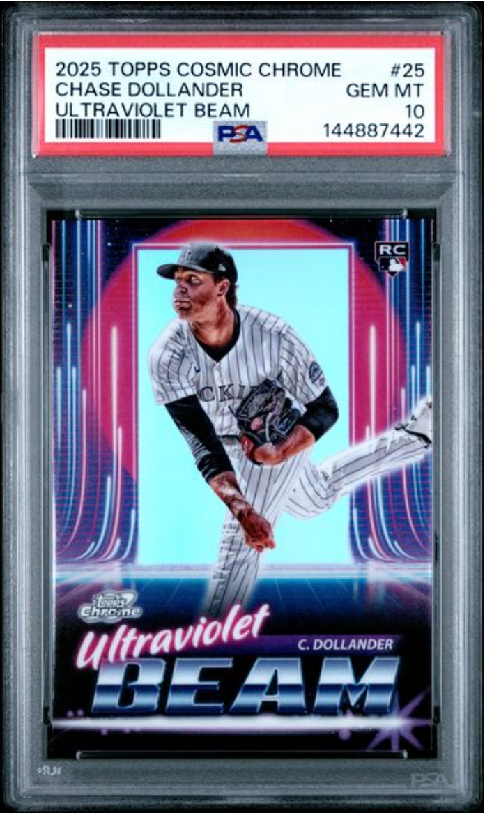 Graded 2025 Topps Cosmic Chrome Chase Dollander #25 Ultraviolet Beam Rookie RC Baseball Card PSA 10 Gem Mint