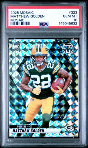 Graded 2025 Panini Mosaic Matthew Golden #323 Mosaic Rookie RC Football Card PSA 10 Gem Mint