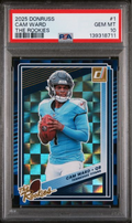 Graded 2025 Panini Donruss Cam Ward #1 The Rookies Rookie RC Football Card PSA 10 Gem Mint
