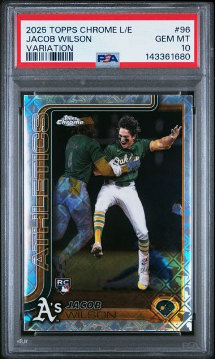 Graded 2025 Topps Chrome L/E Jacob Wilson #96 Variation Rookie RC Baseball Card PSA 10 Gem Mint
