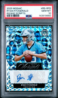 Graded 2025 Panini Mosaic Ryan Fitzgerald #RS-RFD Rookie Scripts Rookie RC Football Card PSA 10 Gem Mint