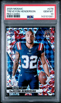 Graded 2025 Panini Mosaic TreVeyon Henderson #278 Red Camo Rookie RC Football Card PSA 10 Gem Mint