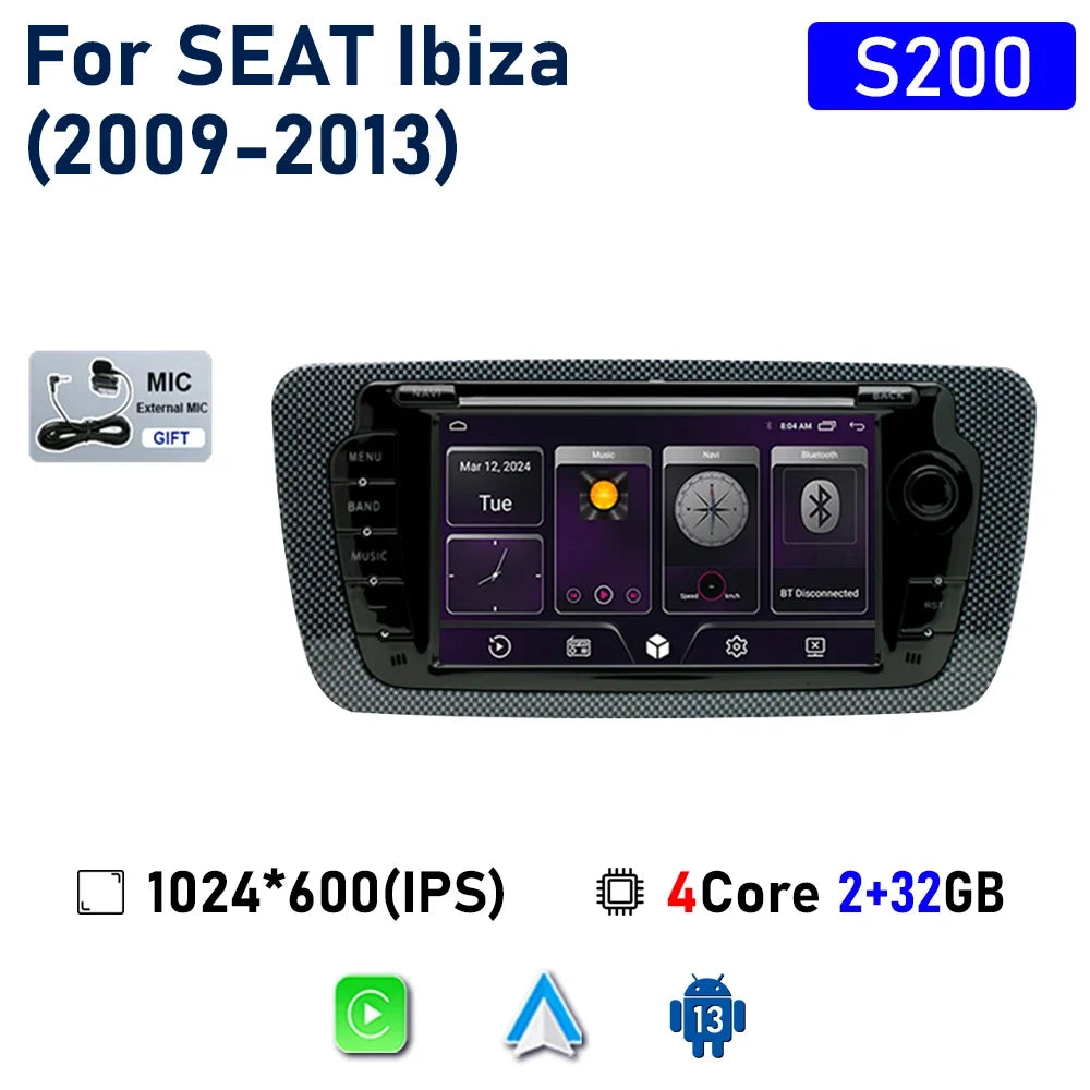 7" Touch Screen Car Stereo Head Unit for Seat Ibiza 2009–2013