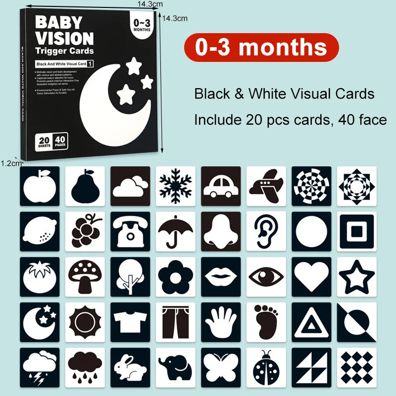 Baby Montessori Flash Cards – Black & White Visual Stimulation Toy