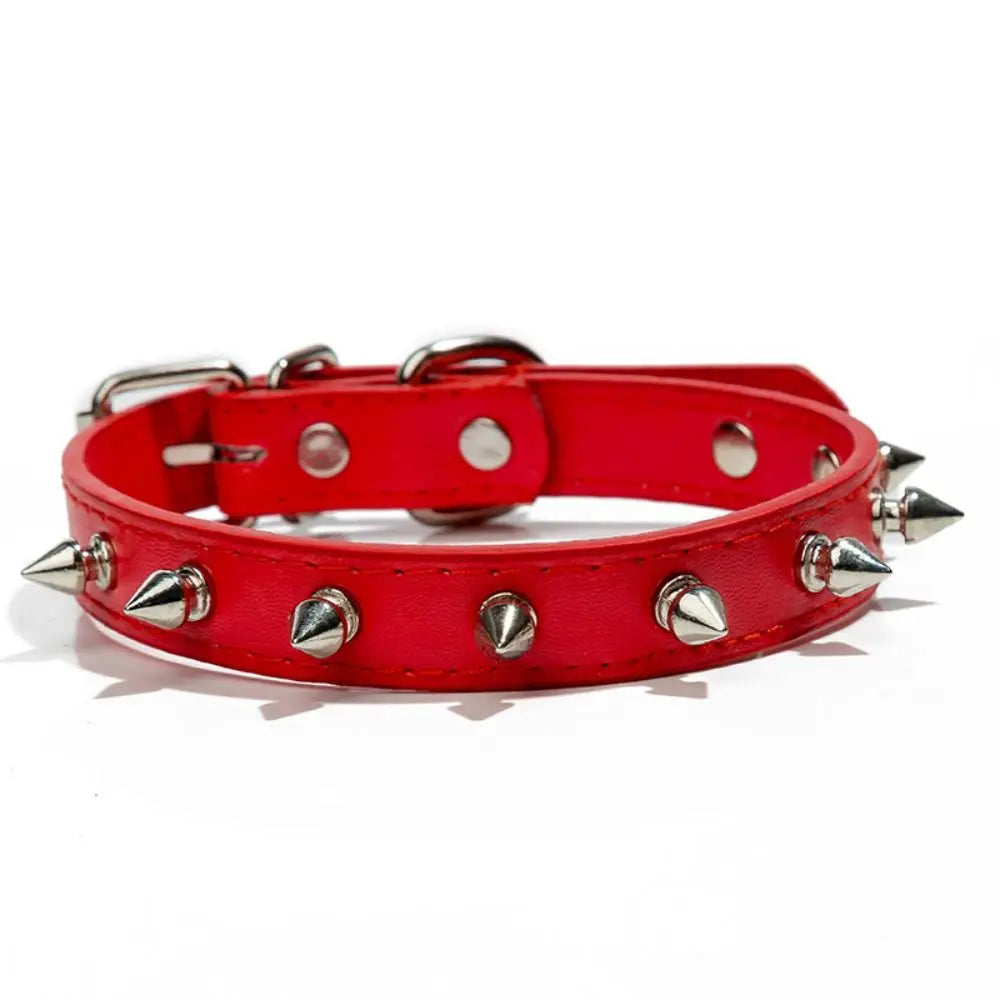 Adjustable Studded PU Leather Collar for Dogs & Cats