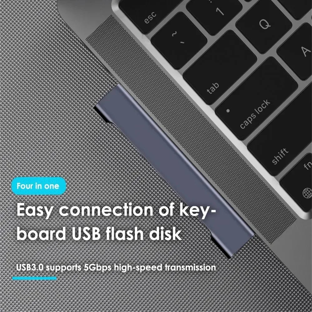 4-in-1 USB-C Hub – Multi-Port Splitter with PD 60W Charging