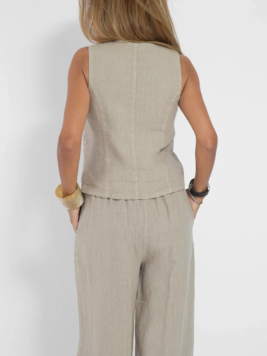 Women's Sleeveless Vest and Pants Set, Colorblock Two-Piece Suit