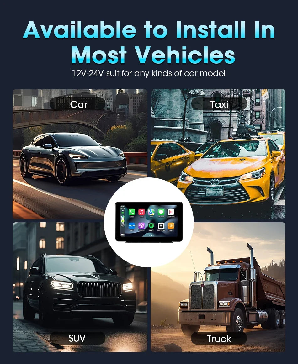 11.3 Inch Portable CarPlay Screen – HD Wireless Touch Display for Apple CarPlay and Android Auto