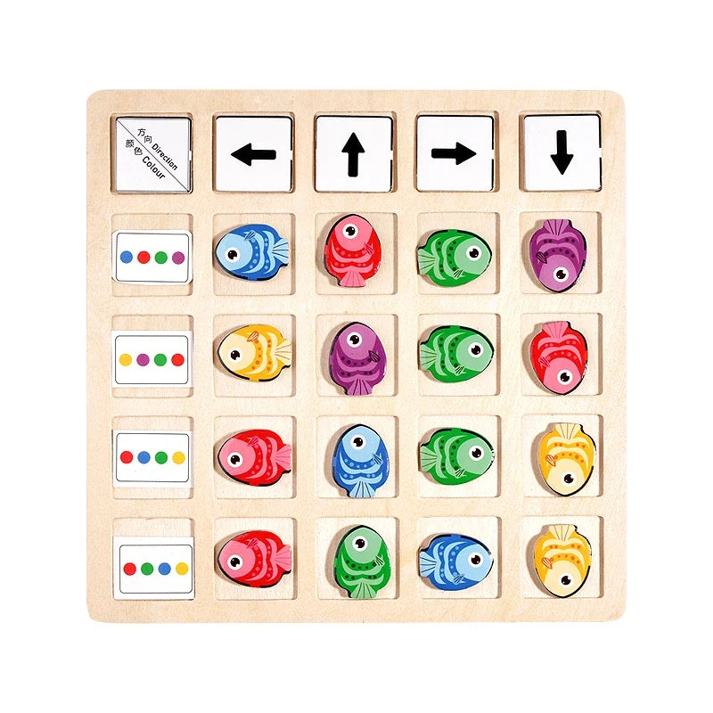 Montessori Wooden Board Game – Educational Logic & Color Toy for Kids