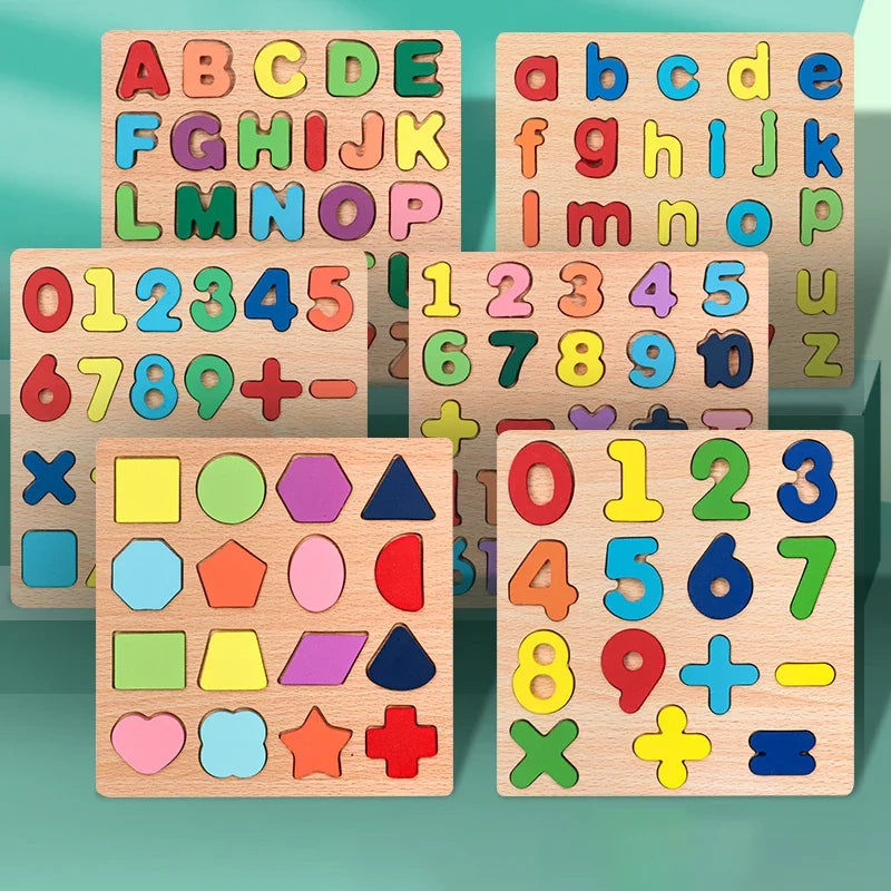 Wooden Alphabet & Number Puzzle | Montessori Learning Toy for Kids