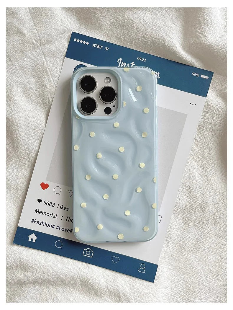 Polka Dot Phone Case – Soft Silicone Shockproof for iPhone 13-16 Series