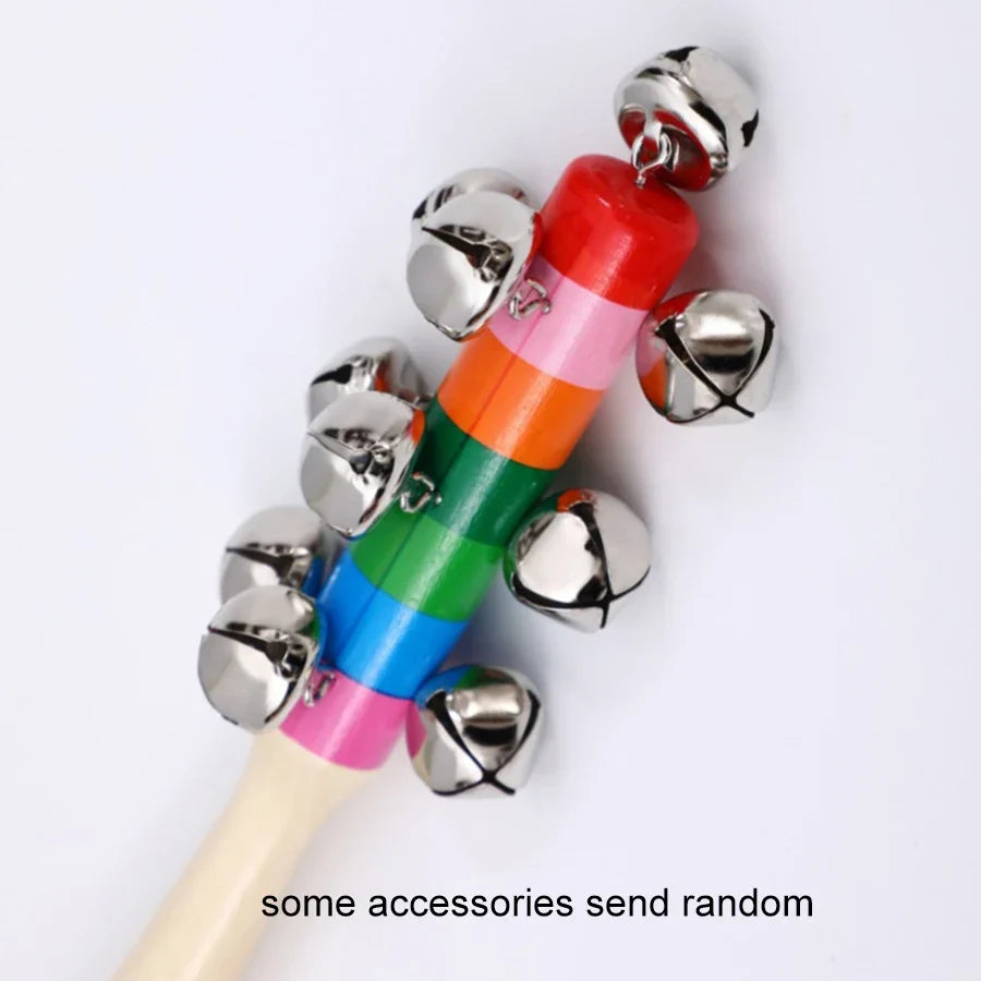 Rainbow Handheld Bell Stick | Wooden Musical Toy for Kids & Parties