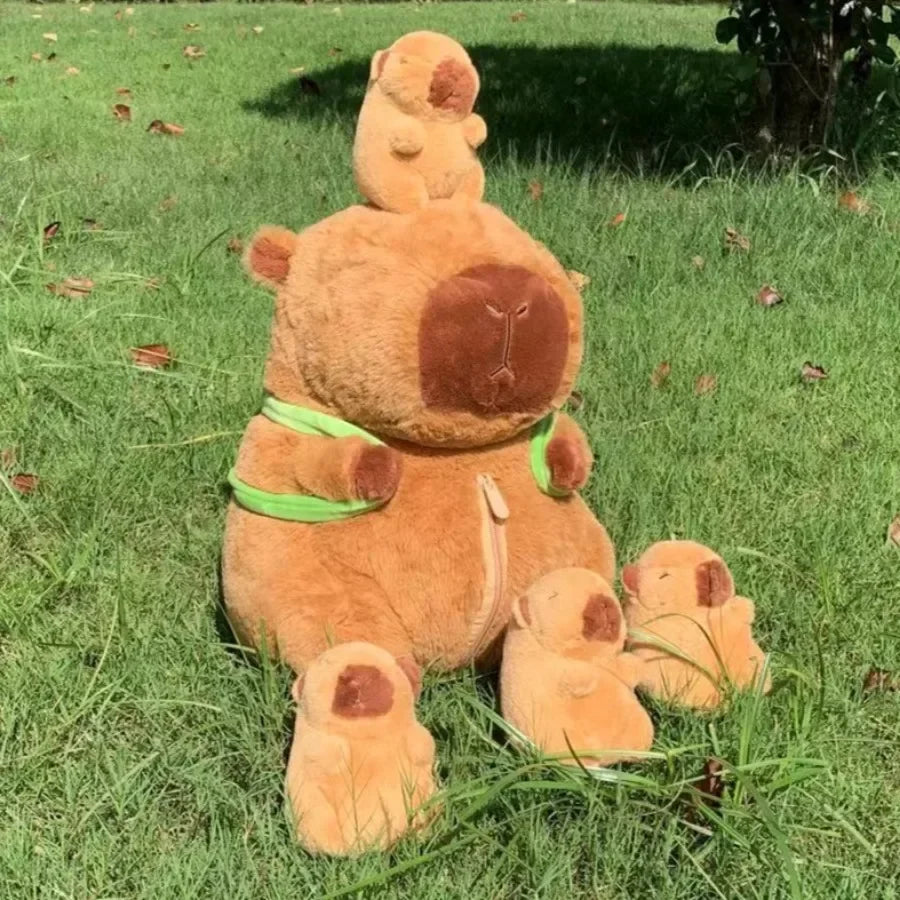 Capybara Plush Toy Set – Mommy with 4 Little Capibara Plush Dolls