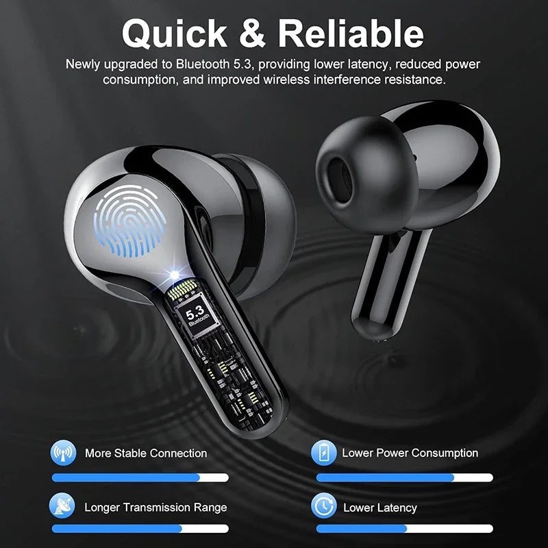 Bluetooth 5.3 In-Ear Earbuds with LED Display & ENC Mic