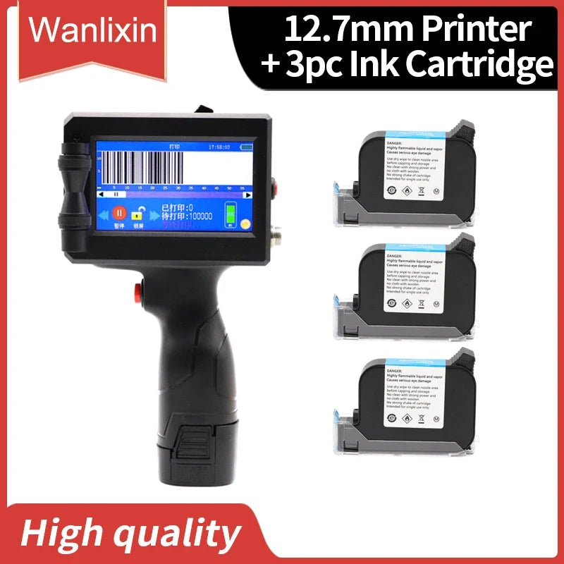Handheld Inkjet Label Printer – QR Bar Batch Code & Expiry Date Printer