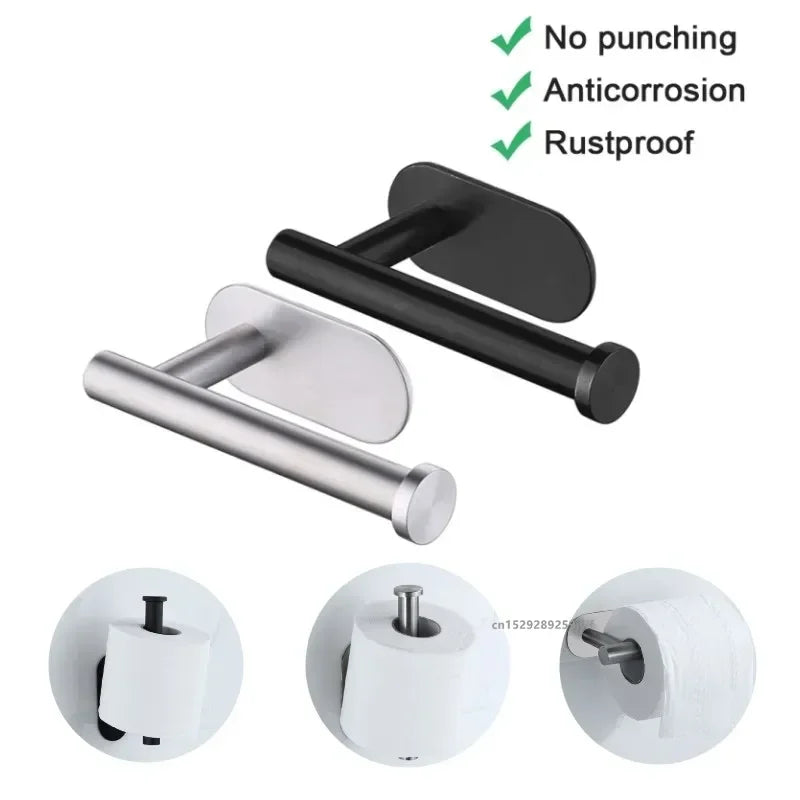 Self-Adhesive Toilet Paper Holder with Shelf – Stainless Steel