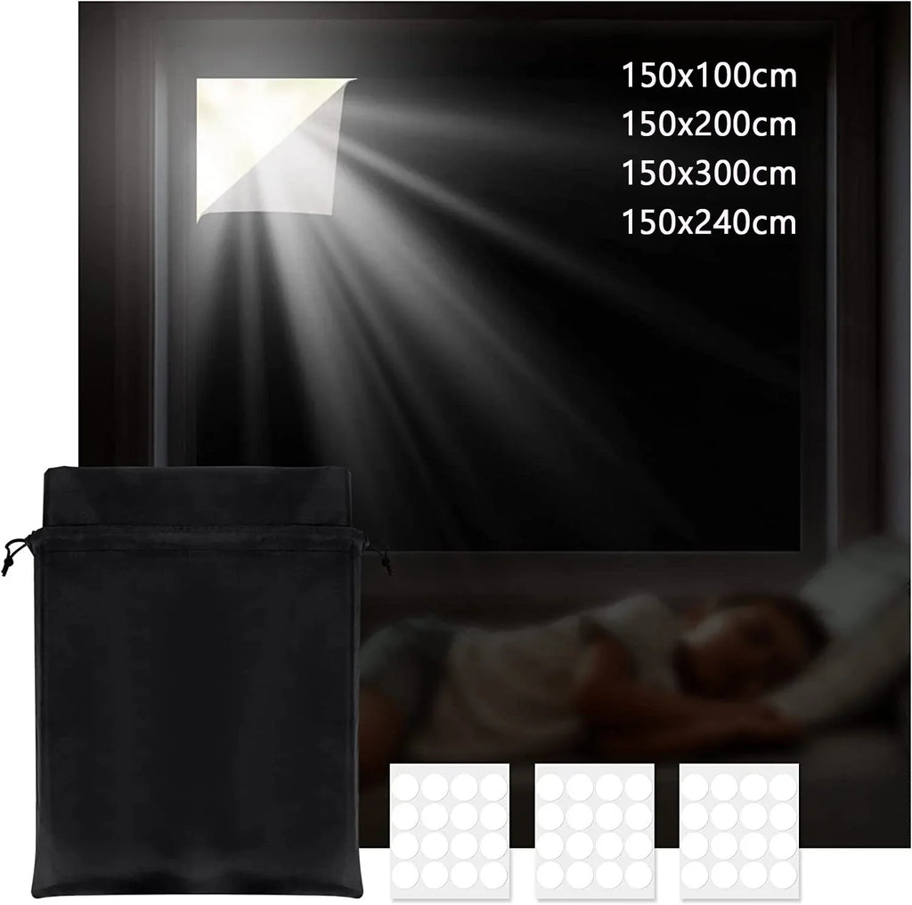 Removable Blackout Window Cloth, 100% Light Blocking Privacy Curtain