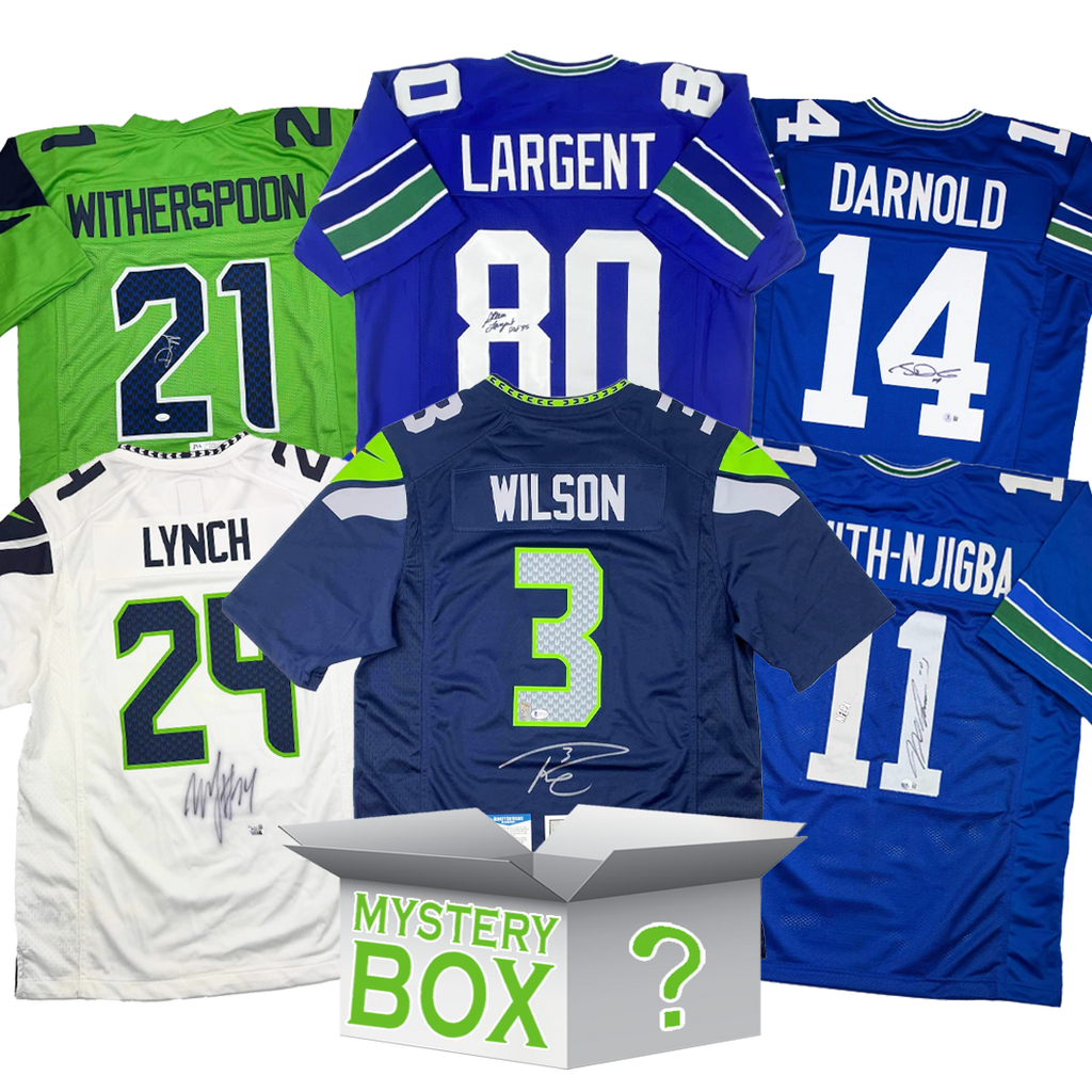 Autographed/Signed Seattle Football Jersey Mystery Box with PSA JSA or Beckett COA