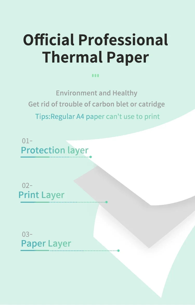Portable A4 Thermal Printer – Bluetooth Wireless Mini Document Printer