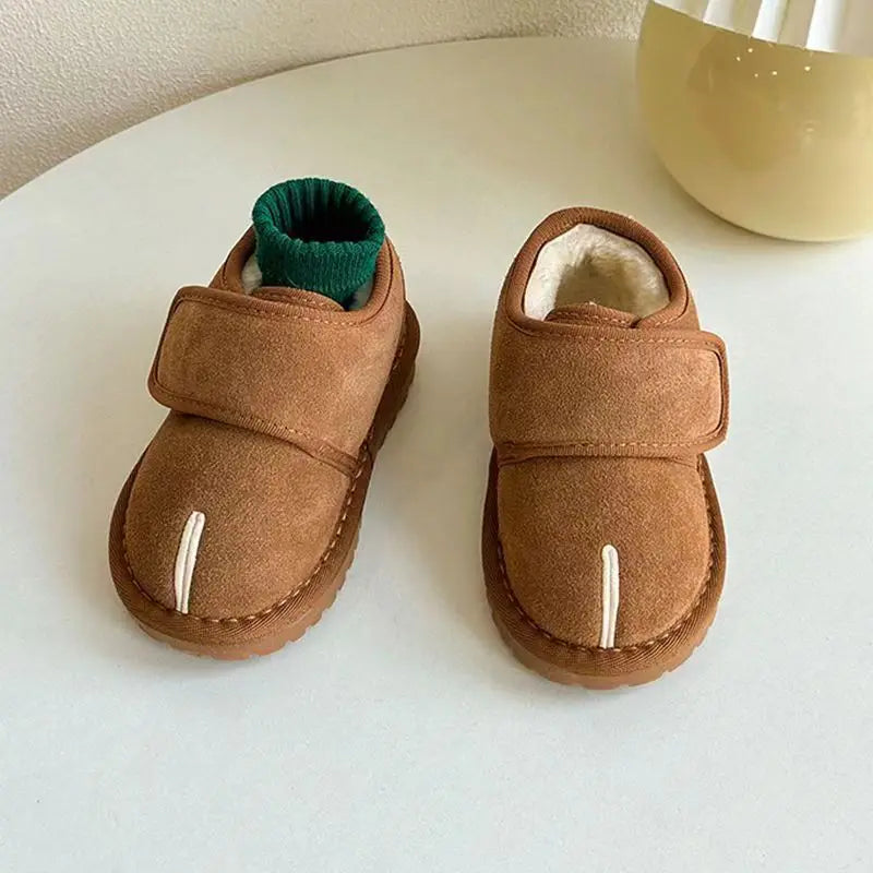 Kids Winter Snow Boots, Warm Plush Faux Suede, Anti-Slip