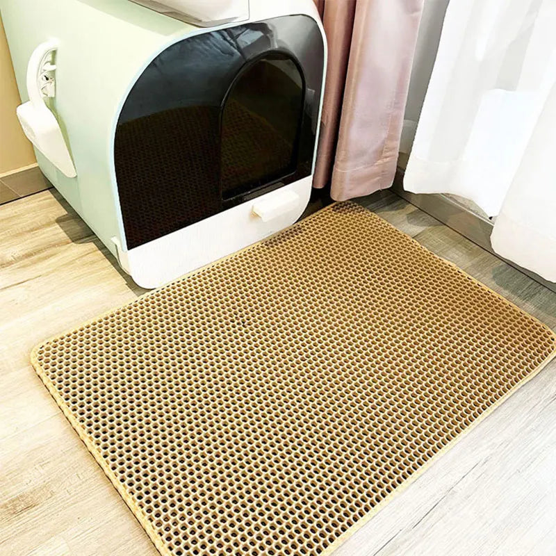 Double-Layer Cat Litter Trapping Mat with Non-Slip Base