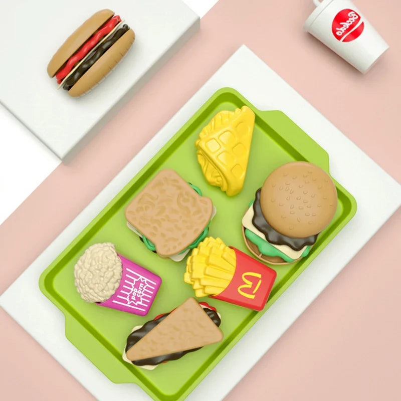 Children Hamburger Pretend Play Kitchen Toy Set – Sandwich & Fries