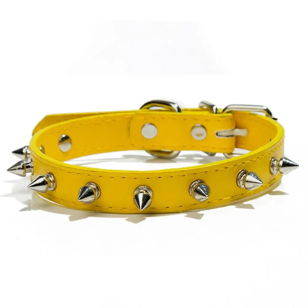 Adjustable Studded PU Leather Collar for Dogs & Cats