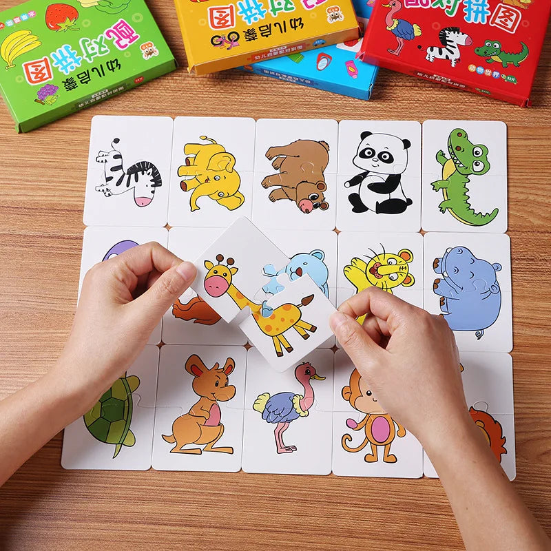 32Pcs Toddler Matching Cards – Montessori Animal & Shape Puzzle Set