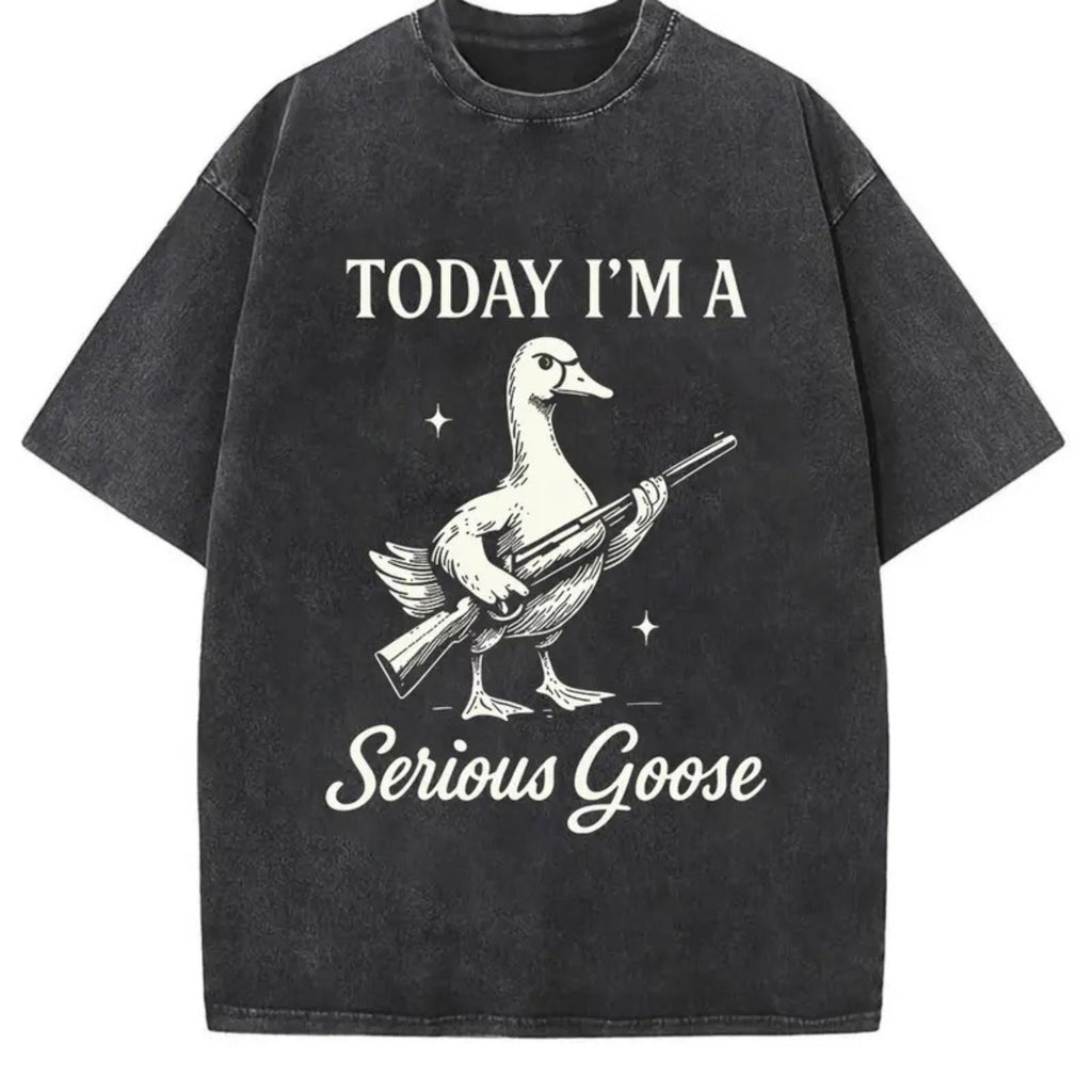 Serious Goose Graphic T-Shirt – Quirky Animal Art & Funny Slogan Tee, Premium Washed Cotton Standout Casual Wear for Men & Women