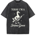 Serious Goose Graphic T-Shirt – Quirky Animal Art & Funny Slogan Tee, Premium Washed Cotton Standout Casual Wear for Men & Women