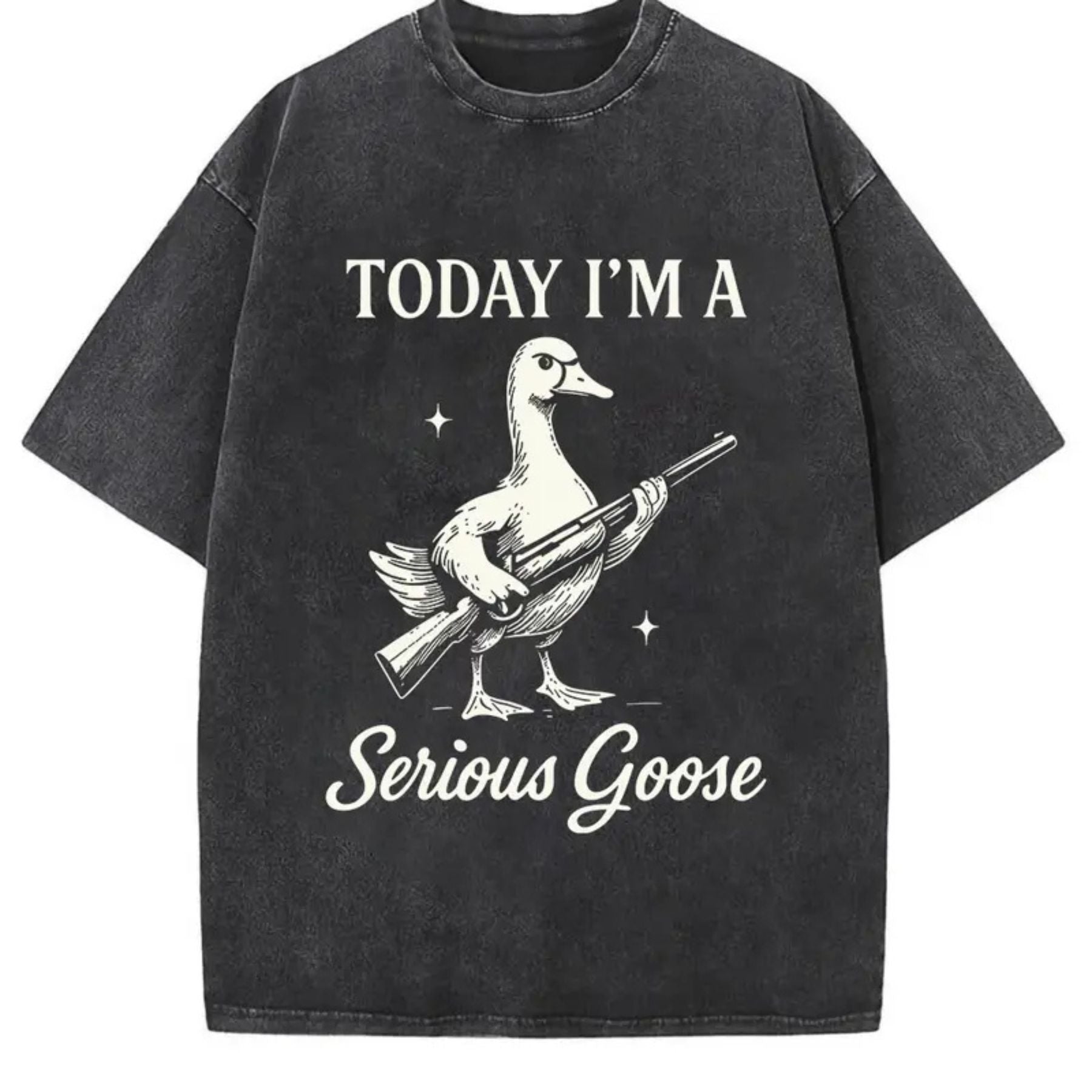 Serious Goose Graphic T-Shirt – Quirky Animal Art & Funny Slogan Tee, Premium Washed Cotton Standout Casual Wear for Men & Women