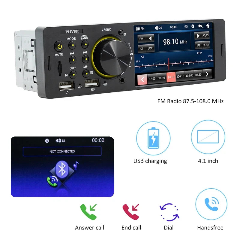 7" Touch Screen Car Radio – MP5 Player with Bluetooth & USB
