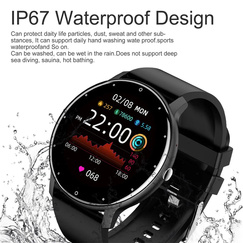 Smart Watch with Bluetooth Call – Round Full Touch Screen Fitness Tracker with Heart Rate Monitor
